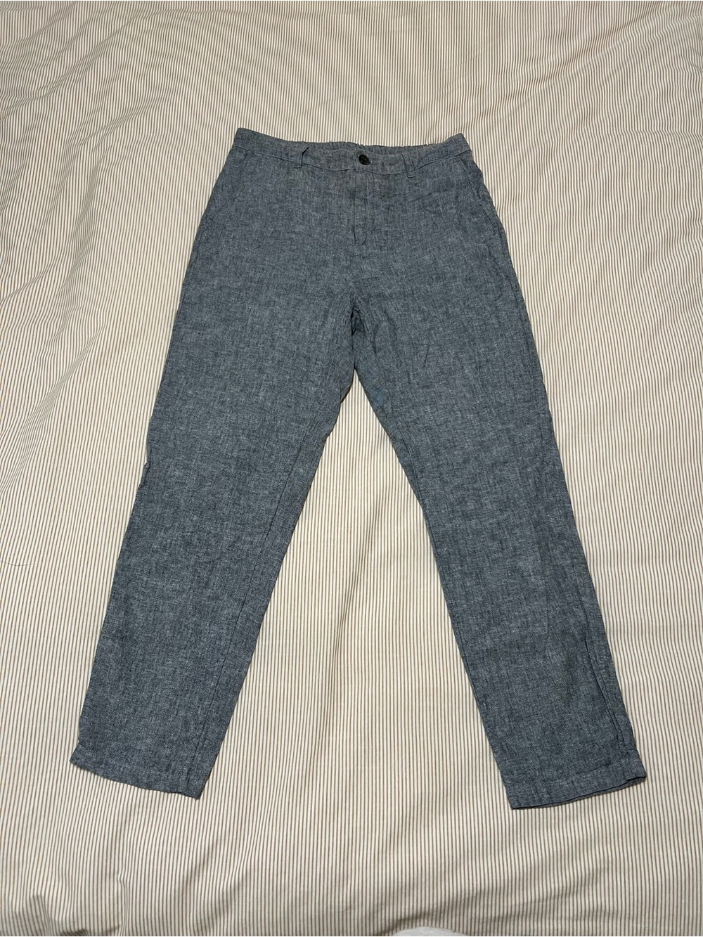 Uniqlo Women's Gray Linen Cotton Blend Slim-Fit Pants